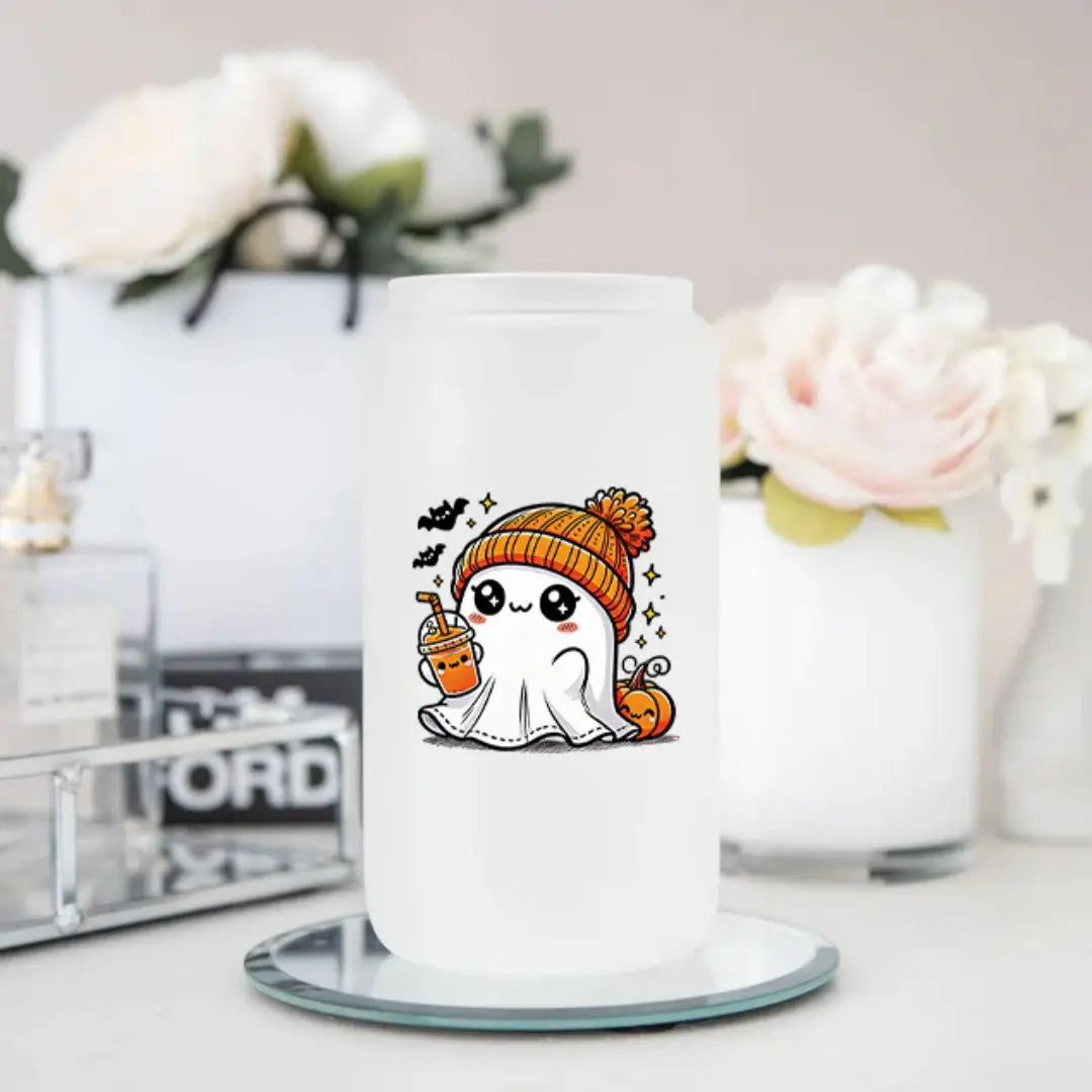 Spooky Ghost Coffee Fall Halloween UV DTF Stickers, Waterproof Sticker Pack for Decorating Mugs, DIYSupplies,3D Home Decoration