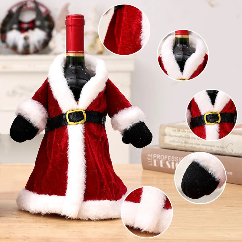 Christmas European And American Style Knitted Faceless Old Man Long Beard Wine Bottle Set Decoration Supplies Gift Bag