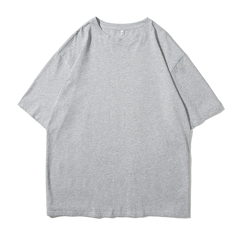 100% Cotton Short Sleeve Summer Oversized T-shirt For Men Solid Color Casual