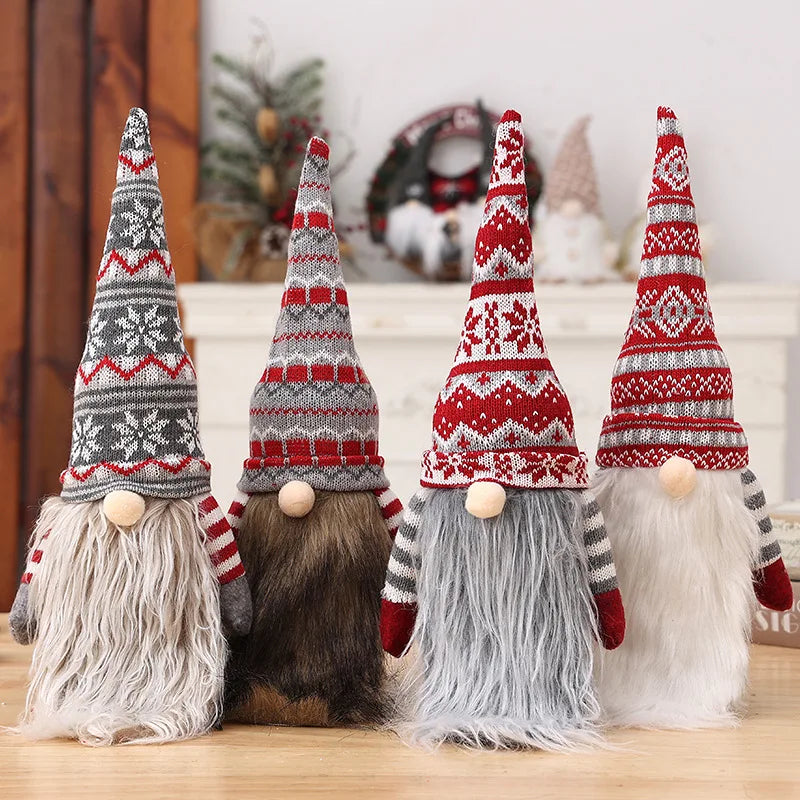 Christmas European And American Style Knitted Faceless Old Man Long Beard Wine Bottle Set Decoration Supplies Gift Bag