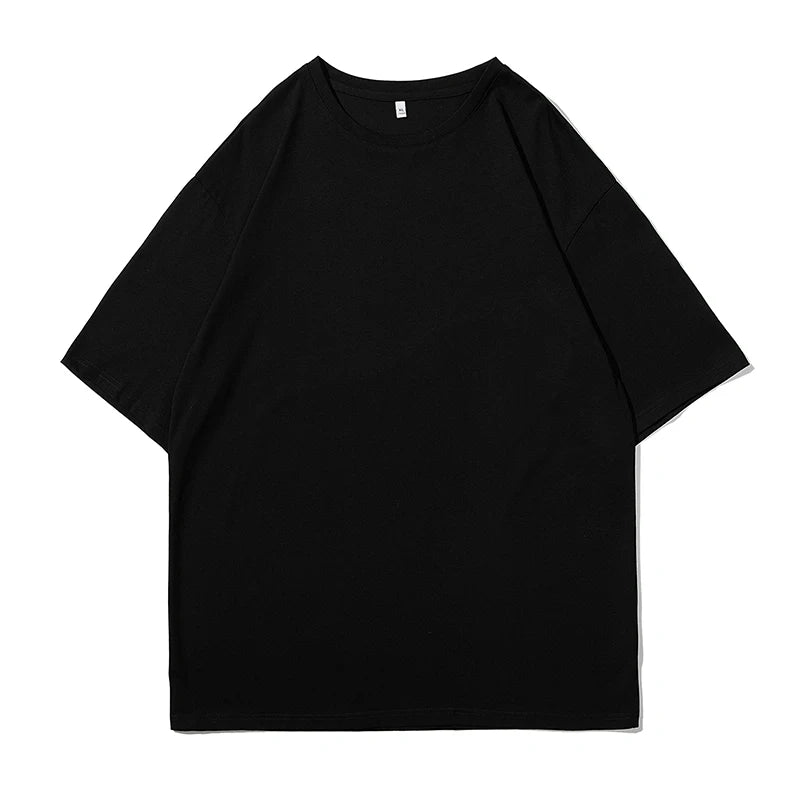 100% Cotton Short Sleeve Summer Oversized T-shirt For Men Solid Color Casual