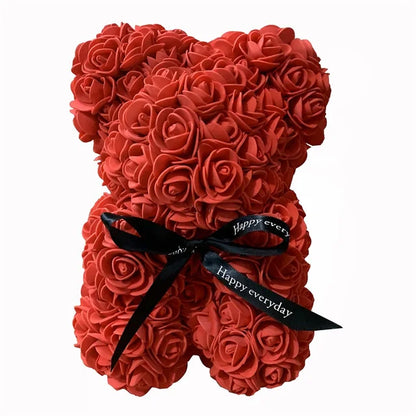 Rose Bear Artificial Foam Rose Flower Teddy Bear Valentines Day Gift Birthday Party Spring Wedding Party Decoration