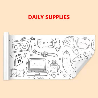 Children Drawing Roll DIY Sticky Color Filling Paper Coloring Paper Roll For Kids DIY Painting Drawing Early Educational Toys