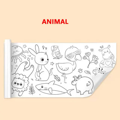 Children Drawing Roll DIY Sticky Color Filling Paper Coloring Paper Roll For Kids DIY Painting Drawing Early Educational Toys