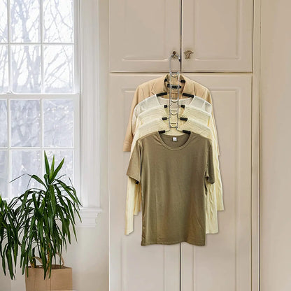 5 In 1 Anti Slip Metal Sweater Coat Hangers,Multi Layers Wardrobe Clothes Rack,Heavy Space Save Blouse Closet Storage Organizer