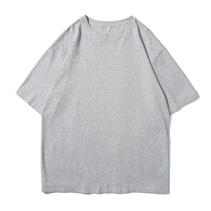 100% Cotton Short Sleeve Summer Oversized T-shirt For Men Solid Color Casual