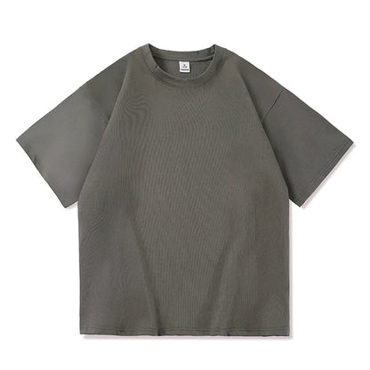 100% Cotton Short Sleeve Summer Oversized T-shirt For Men Solid Color Casual