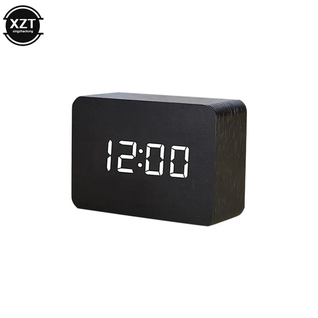 Elegant Wooden Alarm Clock LED