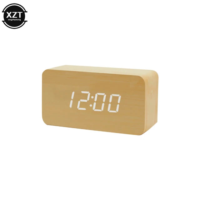 Elegant Wooden Alarm Clock LED