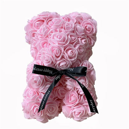 Rose Bear Artificial Foam Rose Flower Teddy Bear Valentines Day Gift Birthday Party Spring Wedding Party Decoration