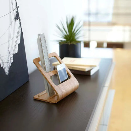 Bamboo Desk Phone & Remote Holder