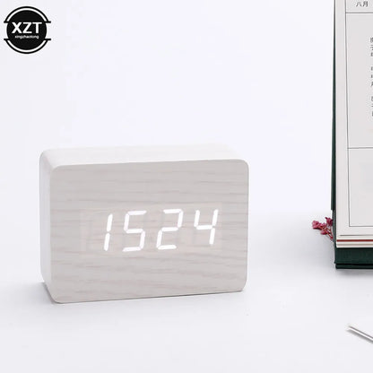 Elegant Wooden Alarm Clock LED