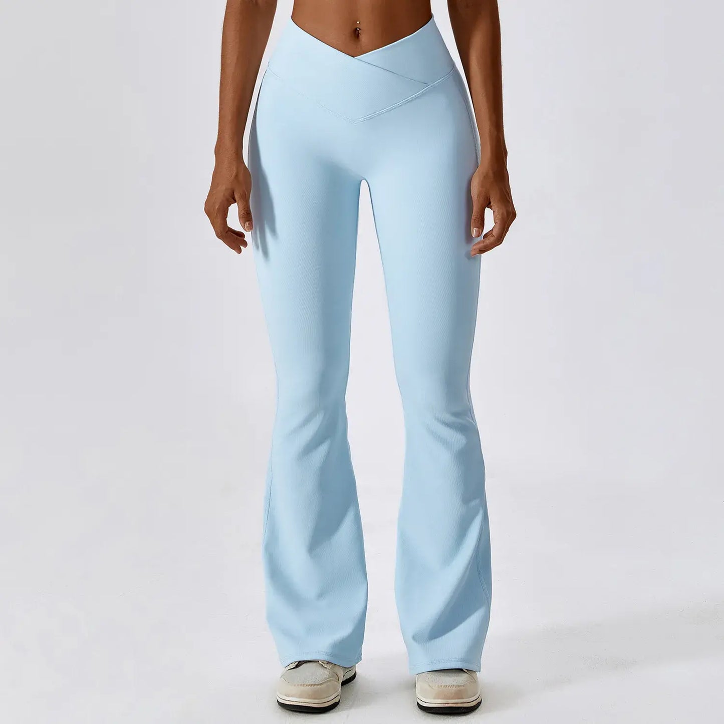 Flare Leggings, Crossover Yoga Pants with Tummy Control, High-Waisted and Wide Leg