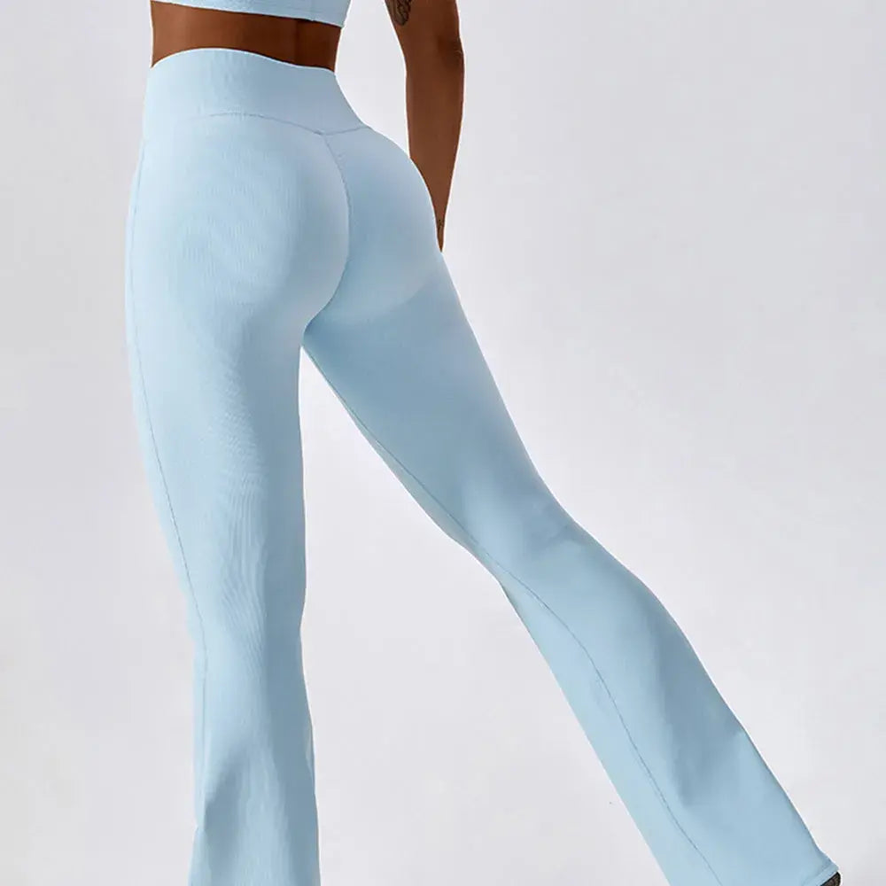 Flare Leggings, Crossover Yoga Pants with Tummy Control, High-Waisted and Wide Leg