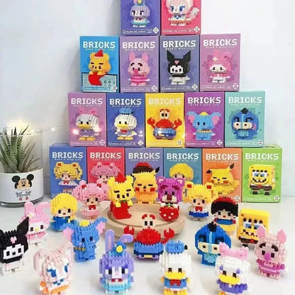 Disney Sanrio Stitzer Building Block Toy Small Particle Cartoon Character Model Construction Assembly Toy Children's Gift