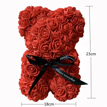 Rose Bear Artificial Foam Rose Flower Teddy Bear Valentines Day Gift Birthday Party Spring Wedding Party Decoration