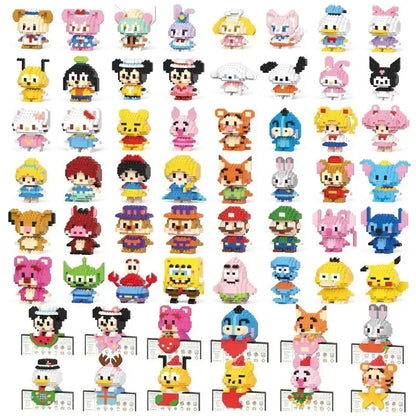 Disney Sanrio Stitzer Building Block Toy Small Particle Cartoon Character Model Construction Assembly Toy Children's Gift