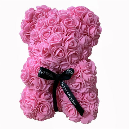 Rose Bear Artificial Foam Rose Flower Teddy Bear Valentines Day Gift Birthday Party Spring Wedding Party Decoration