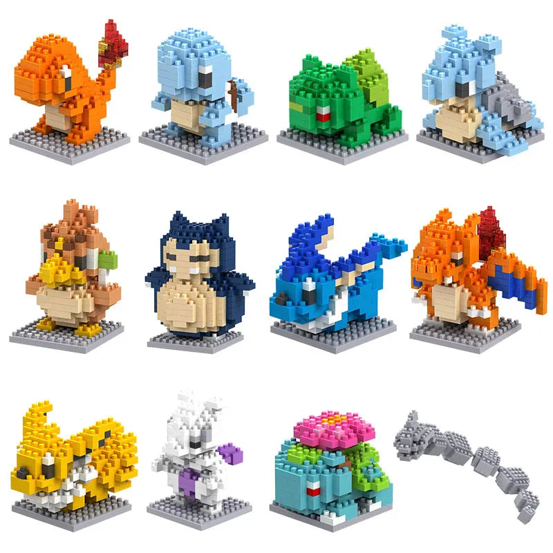 Pokemon Small Building Pokemon Nanoblock Cartoon Pikachu Animal Model Education Game Graphics Pokemon Toys For Kids Birthday
