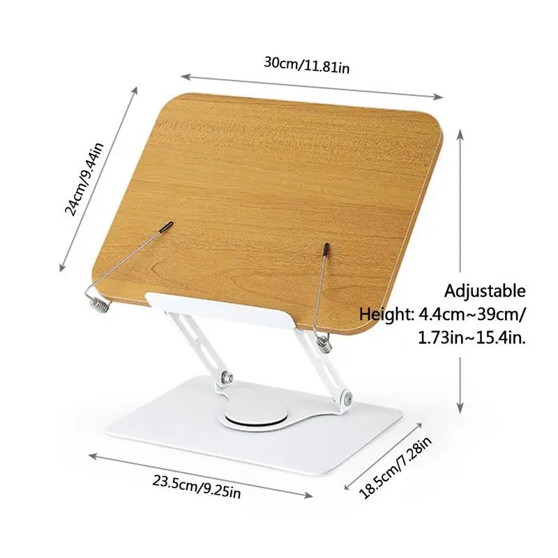 Book Stand for Reading, Aboutool Adjustable Book Holder with 360° Swivel Base & Page Clips, Foldable Cookbook Stand Textbook Stand for Music Scores, Recipe, Tablet, Laptop, Textbook